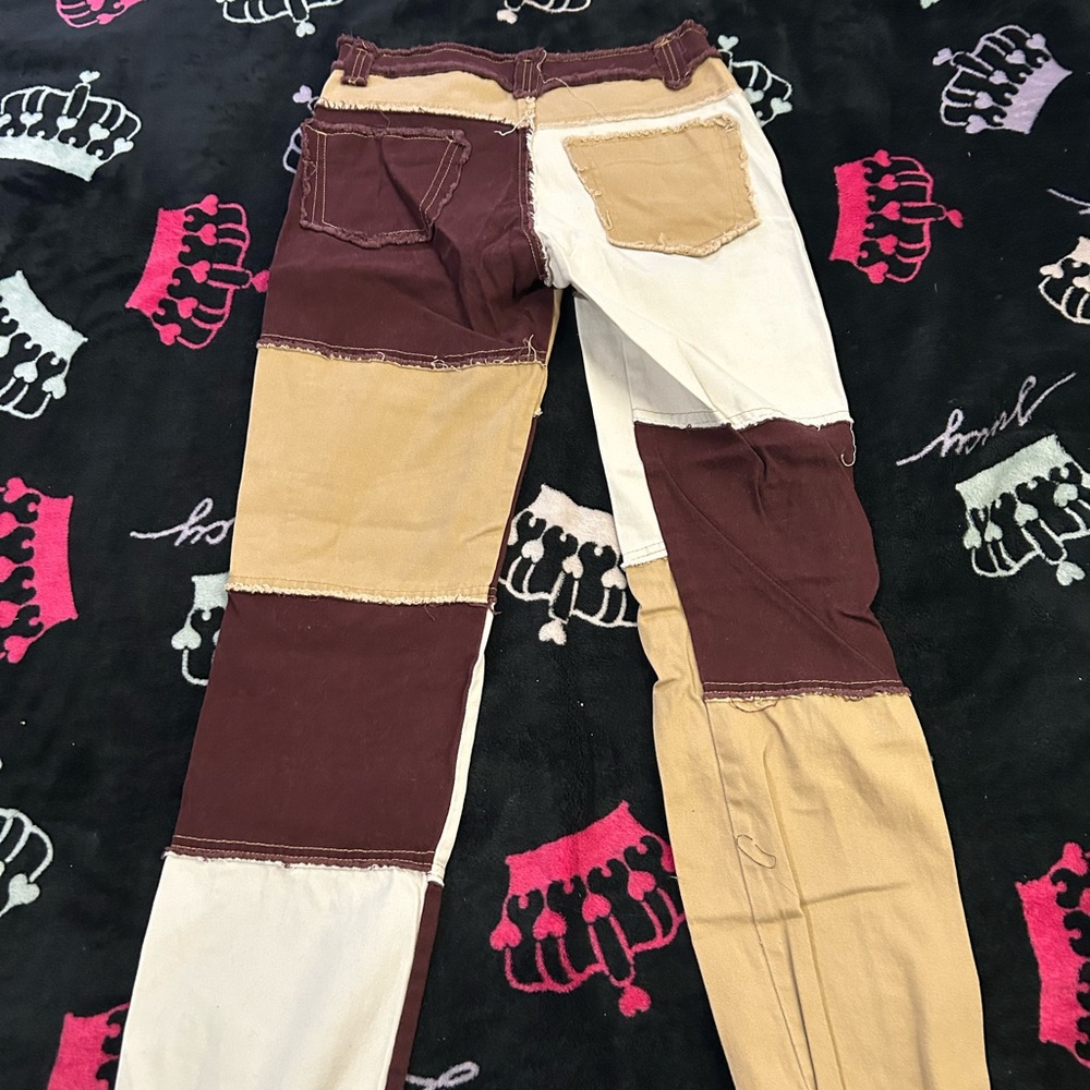 SHEIN Multicolor Patchwork Straight Leg Pants